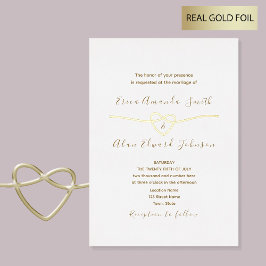 Invitation En Aluminium Mariage classique blanc et or