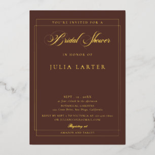Invitation En Aluminium Mariage classique calligraphie ivoire marron