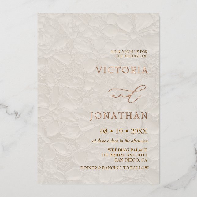 Invitation En Aluminium Mariage classique crème ivoire (Recto)