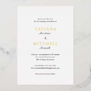 Invitation En Aluminium Mariage classique élégant Enregistrer la date