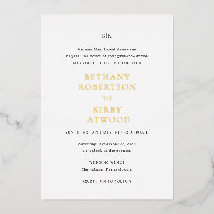 Invitation En Aluminium Mariage Classique Élégant Noir et Blanc