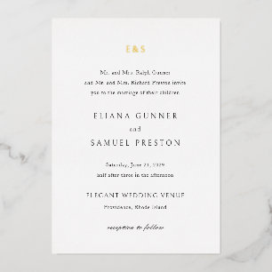 Invitation En Aluminium Mariage Classique Monogramme