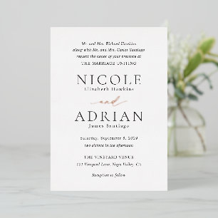 Invitation En Aluminium Mariage classique noir et blanc élégant