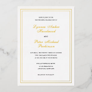 Invitation En Aluminium Mariage classique noir et blanc élégant