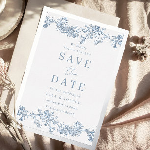 Invitation En Aluminium Mariage Classique Vintage Économisez La Date Argen
