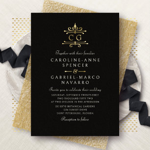 Invitation En Aluminium Mariage Classique Vintage Romantique Monogramme