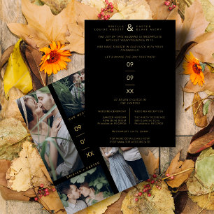 Invitation En Aluminium Mariage Collage Moderne Minimaliste Élégant de 4 P
