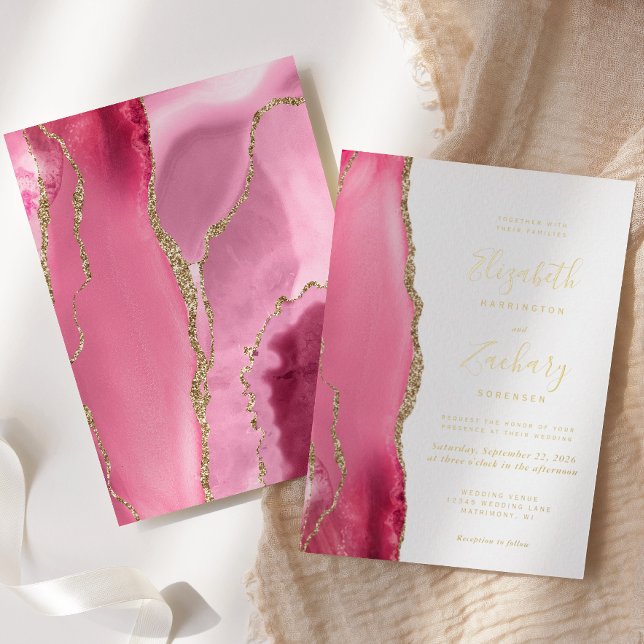 Invitation En Aluminium Mariage d'âge rose or moderne (Créateur téléchargé)