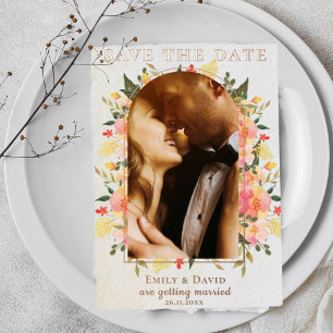 Invitation En Aluminium Mariage d'arc photo florale mignonne Enregistrer l