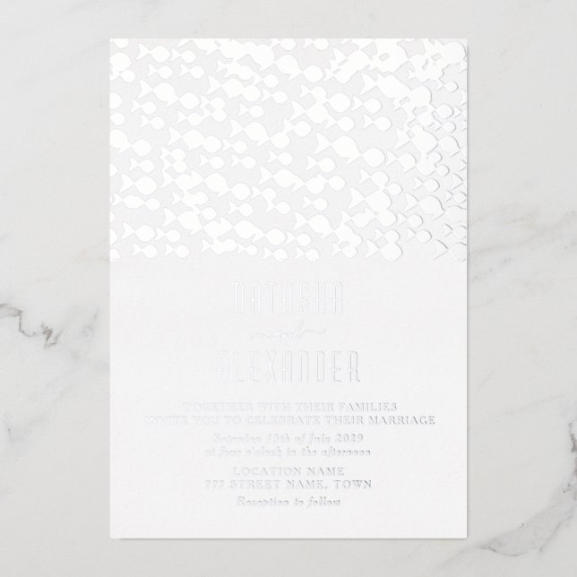 Invitation En Aluminium Mariage d'argent moderne minimal (Recto)