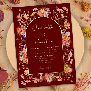 Invitation En Aluminium Mariage d'automne aux fleurs sauvages Bourgogne Te