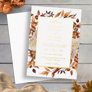 Invitation En Aluminium Mariage de automne Gold Elegant