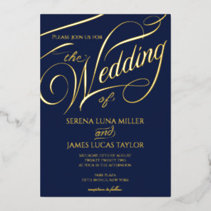 Invitation En Aluminium Mariage de calligraphie de floraison de l'huile d'
