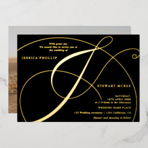 Invitation En Aluminium Mariage de calligraphie de l'esperluette de script