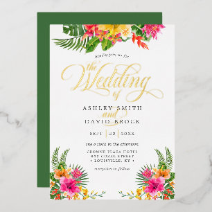 Invitation En Aluminium Mariage de calligraphie florale d'Hibiscus tropica