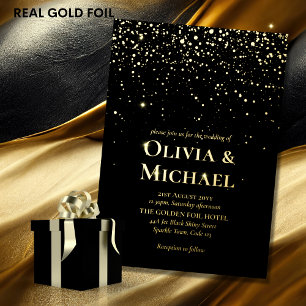 Invitation En Aluminium Mariage de Cravate noir brillant Noir Foil Art Déc