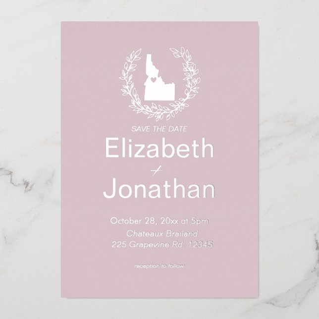 Invitation En Aluminium Mariage de destination de l'État d'Idaho (Recto)