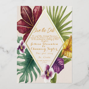 Invitation En Aluminium Mariage de Destination Tropicale Enregistrez la Da