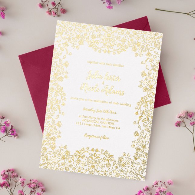 Invitation En Aluminium Mariage de feuillage des arbustes botaniques mexic (Créateur téléchargé)