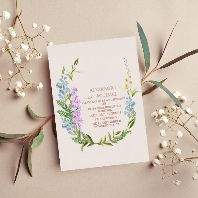 Invitation En Aluminium Mariage de Fleur sauvage d'aquarelle neutre Boho (Créateur téléchargé)