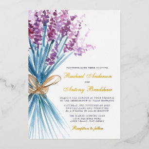 Invitation En Aluminium Mariage de fleurs de lavande aquarelle