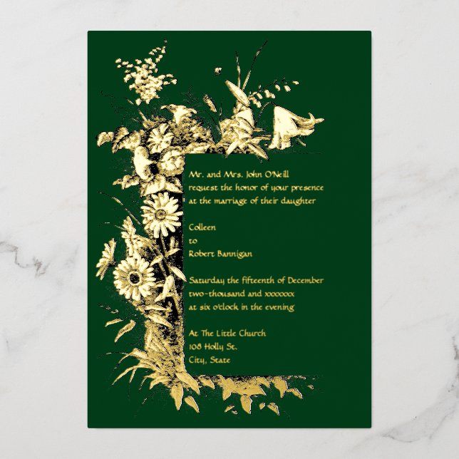 Invitation En Aluminium Mariage de frontière fleur sauvage Frame (Recto)