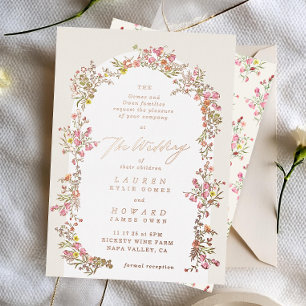 Invitation En Aluminium mariage de jardin de printemps avec arche florale 