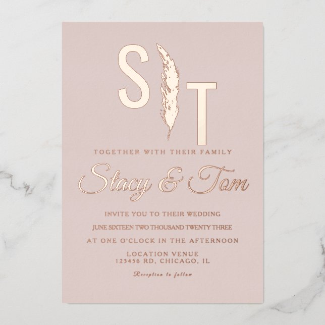 Invitation En Aluminium Mariage de logo Pampas Pressé (Recto)
