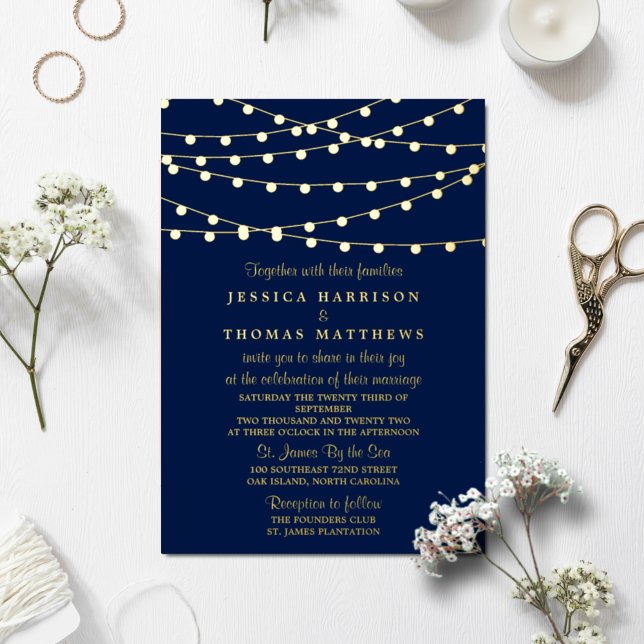 Invitation En Aluminium Mariage de lumière à chaîne moderne Real (Créateur téléchargé)