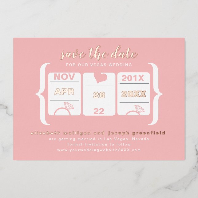 Invitation En Aluminium Mariage de machine à sous moderne Enregistrer la d (Recto)