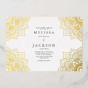 Invitation En Aluminium Mariage de mandala en or blanc Delicate