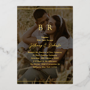 Invitation En Aluminium Mariage de monogramme photo minimaliste