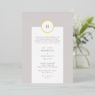 Invitation En Aluminium Mariage de monogramme Taupe et Gold Circle