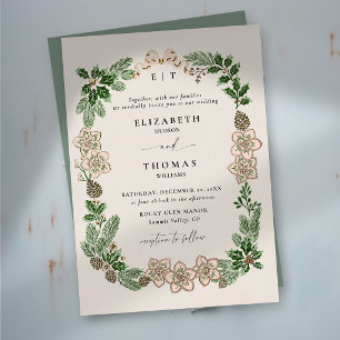 Invitation En Aluminium Mariage de Noël en hiver, décoration botanique, ve