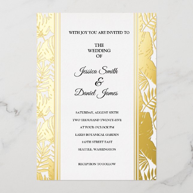 Invitation En Aluminium Mariage de palmes tropicales (Recto)