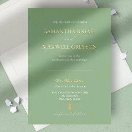 Invitation En Aluminium Mariage de plage nautique simple Sage Green
