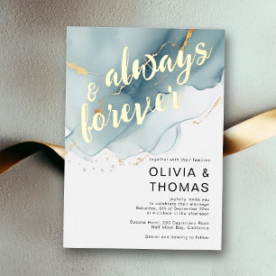 Invitation En Aluminium Mariage de plage romantique, toujours bleu moderne