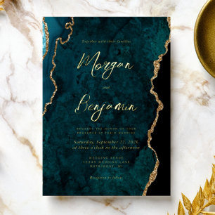 Invitation En Aluminium Mariage de script bleu Turquoise moderne