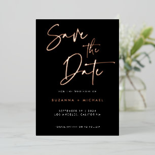 Invitation En Aluminium Mariage de script de calligraphie de l'huile d'or