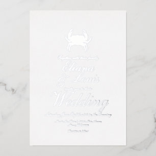 Invitation En Aluminium Mariage de script de crabe de plage Pressing Foil 