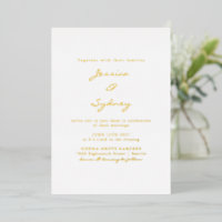 Mariage de script moderne minimaliste blanc et or