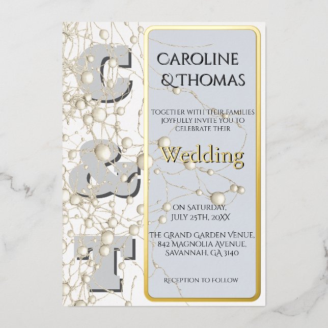 Invitation En Aluminium Mariage de script Pearl Gold non conformiste moder (Recto)