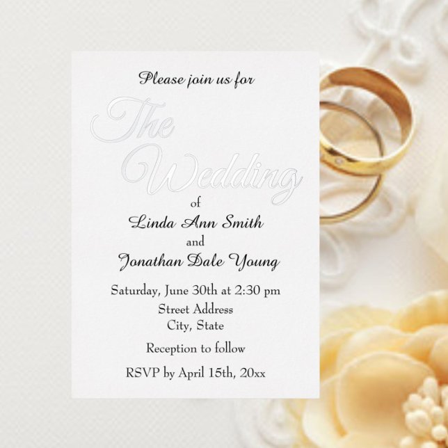 Invitation En Aluminium Mariage de style simple blanc (In Situ Wedding)
