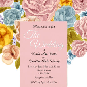 Invitation En Aluminium Mariage de style simple rose pâle