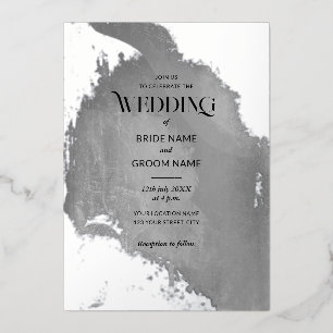 Invitation En Aluminium Mariage de texture argenté Grunge