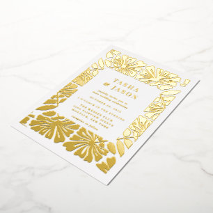 Invitation En Aluminium Mariage de trame de motif floral rétro