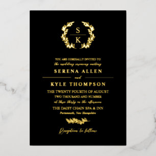 Invitation En Aluminium Mariage de typographie de monogramme de couronne d