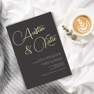 Invitation En Aluminium Mariage de typographie de script surdimensionné no