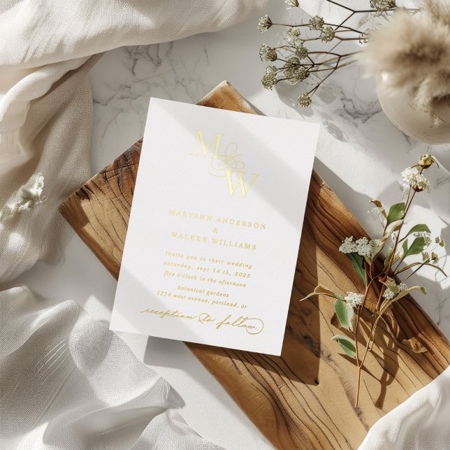 Invitation En Aluminium Mariage de typographie luxueux (Créateur téléchargé)