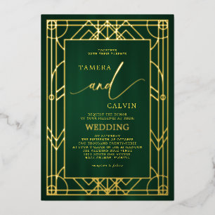 Invitation En Aluminium Mariage décoratif Emerald Elegant or